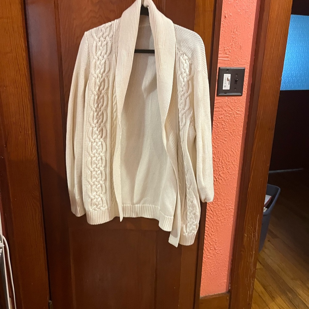 Talbots Cream Cable Knit Cardigan